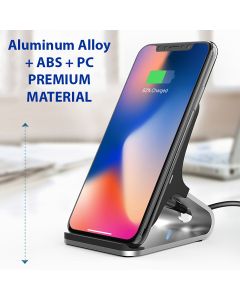 Dual-Coil 10W Fast QI Wireless Charger Stand with Aluminium Alloy Stand
